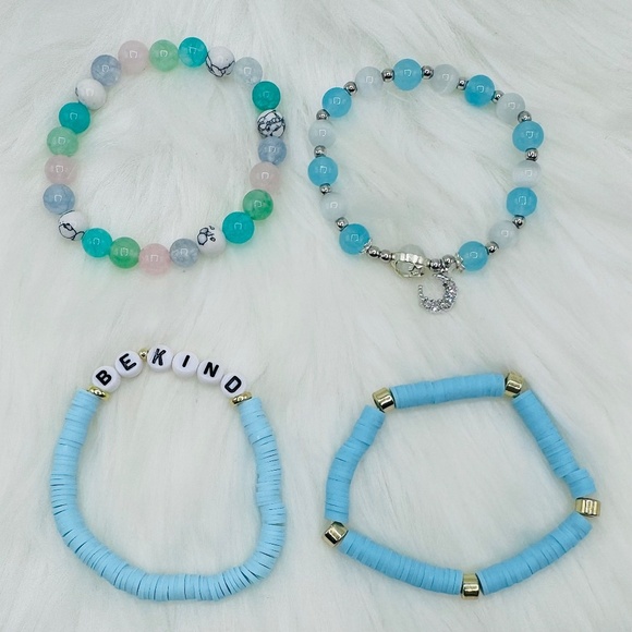 “Be Kind” Arm Candy Beaded Bracelet -  Cool Colors theme - Picture 6 of 6